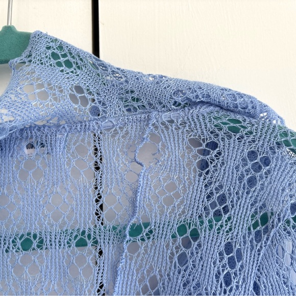Urban Outfitters UO Gossamer Crochet Flyaway Top in Blue Size Small - Picture 12 of 15
